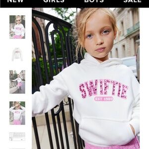 Lola + The Boys White Hoodie with Taylor Swift  'Swiftie' 8 girls NWT